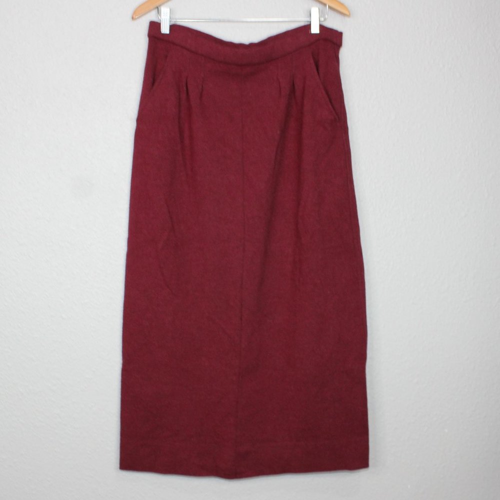 Vintage Bleyle for Hooper Maroon Wool Maxi Skirt sz 14 - Picture 3 of 7